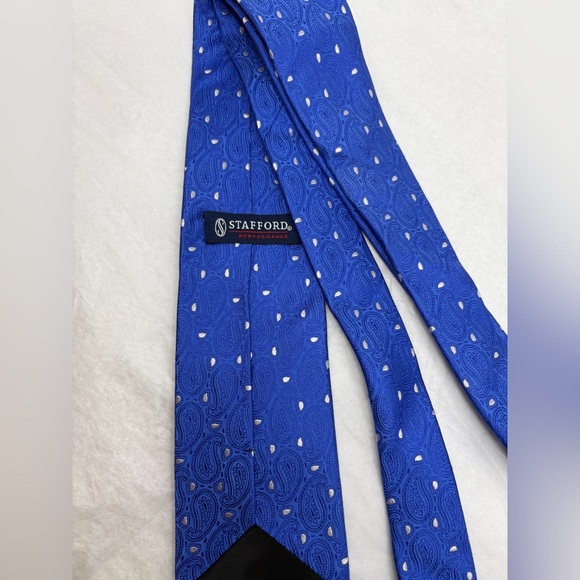 Stafford Mens Formal Necktie 58"Lx3.25"W Navy Neck Tie - Picture 3 of 5